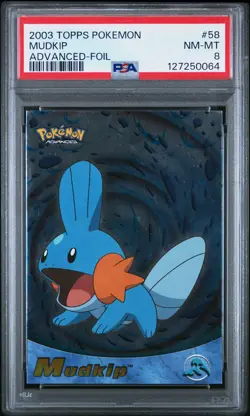 2003 TOPPS POKEMON ADVANCED FOIL #58 MUDKIP PSA 8 - Image 1
