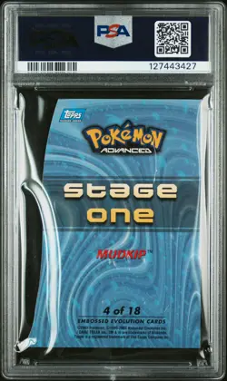 2003 TOPPS POKEMON ADVANCED EMBOSSED EVOLUTION #4 MUDKIP PSA 7 - Image 2