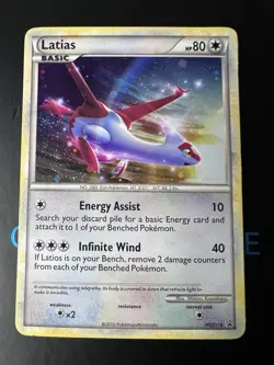 Latias HGSS10 Black Star Promos Cosmos Holo Pokemon Card LP Half Swirl - Image 1