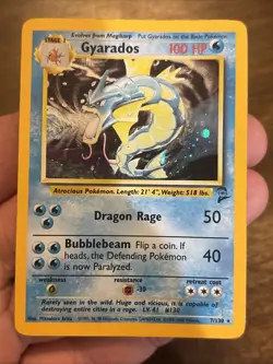 Pokemon Gyarados 7/130 Base Set 2 Holo Rare HP100 English Wizards of the Coast - Image 1