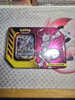 Pokemon TCG: Mewtwo & Mew GX Tag Team Power Partnership Tin Sealed 820650806322 - Image 1