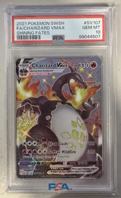 2021 POKEMON SWORD & SHIELD SHINING FATES #SV107 FULL ART/CHARIZARD VMAX PSA 10 - Image 1