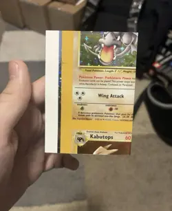 1999 Pokemon TCG Fossil Holo Error Miscut NFC Kabutops Aerodactyl - Image 1