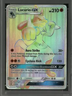 2018 Pokemon Sun & Moon FA/ Lucario GX Forbidden Light - Secret #135 MINT PSA 9 - Image 2
