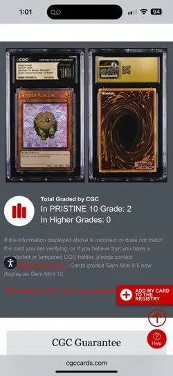 Yugioh Black Label Grade 10 Kuriboh Quarter Century Secret Rare Not Psa POP3 - Image 5