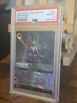 DISNEY LORCANA ENCHANTED #221 ROBIN HOOD - CHAMPION OF SHERWOOD PSA 10 - Image 1