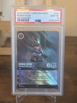 DISNEY LORCANA ENCHANTED #221 ROBIN HOOD - CHAMPION OF SHERWOOD PSA 10 - Image 4