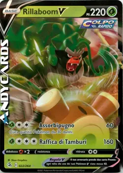 RILLABOOM V 022/264 • Rara Holo • Colpo Fusione SWSH8 POKEMON ITALIANO - Image 1