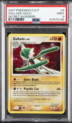 2007 POKEMON DIAMOND & PEARL SECRET WONDERS #6 GALLADE-HOLO PSA 9 - Image 1