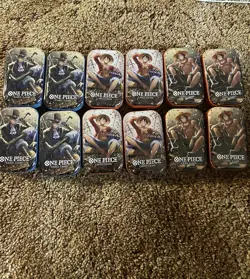 IN HAND SHIPS ASAP One Piece Tin Pack Set Vol. 2. Lot Of 12 Tins Sealed. OP-13 - Image 1