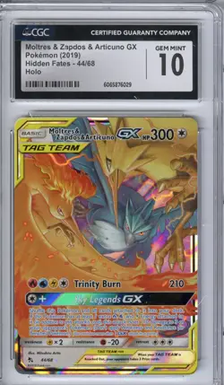 Moltres & Zapdos & Articuno GX #44/68 (Hidden Fates), Pokemon, CGC 10 (GEM MINT) - Image 1