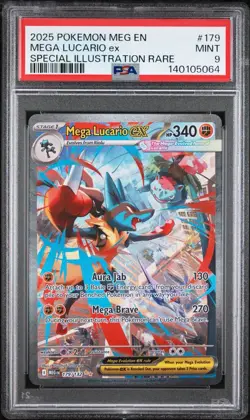 2025 Pokemon Mega Evolutions Mega Lucario EX Special Illustrations PSA 9 Mint - Image 1