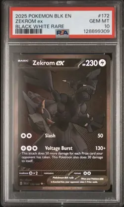 Pokemon Zekrom ex Black Bolt Black White Rare #172 PSA 10 Gem Mint - Image 1