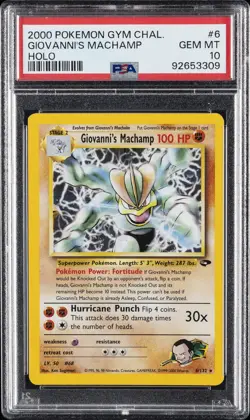 2000 POKEMON GYM CHALLENGE HOLO #6 GIOVANNI'S MACHAMP PSA 10 - Image 1