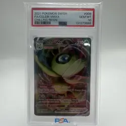 2021 POKEMON SWORD & SHIELD CHILLING REIGN #008 FULL ART/CELEBI VMAX PSA 10 - Image 1
