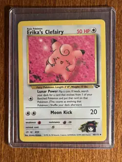 [LP+/NM] 2000 Pokemon Gym Challenge Erika's Clefairy Unlimited #40/132 - Image 1