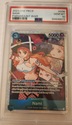 Nami 2023 ONE PIECE OP02 Paramount War SR #036 PSA 10 - Image 1