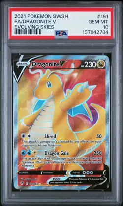 2021 POKEMON SWORD & SHIELD EVOLVING SKIES #191 FULL ART/DRAGONITE V PSA 10 - Image 1