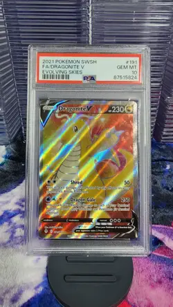 2021 POKEMON SWORD & SHIELD EVOLVING SKIES #191 FULL ART/DRAGONITE V PSA 10 - Image 1