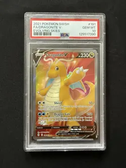 2021 POKEMON SWORD & SHIELD EVOLVING SKIES #191 FULL ART/DRAGONITE V PSA 10 - Image 1