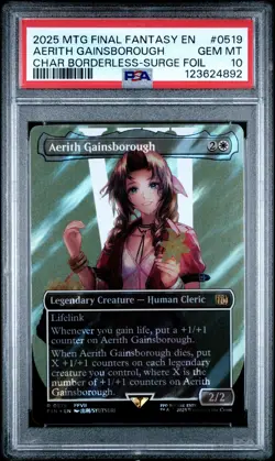 4892 Aerith Gainsborough 2025 MTG Final Fantasy #0519 Surge Foil PSA 10 - Image 1