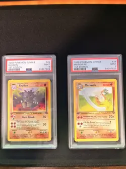 Pokemon Jungle 1999 1st Edition Rhydon 45/64 + Marowak 1st Edition 39/64 PSA 9 - Image 1