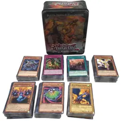 Large Bulk Lot Of 1996 Yu-Gi-Oh! Trading Cards With Blaster Dragon Tin - Image 1