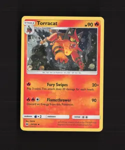 Torracat 25/149 Sun & Moon Cosmos Holo Rare SWIRL Pokemon Card LP - Image 1