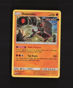 Stakataka SM209 Sun & Moon Black Star Promo Cosmos Holo Pokemon Card LP - Image 1
