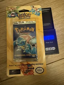 HEAVY 34+grams 1999 WOTC Pokemon Base Set Booster Blister Pack Sealed Blastoise - Image 1