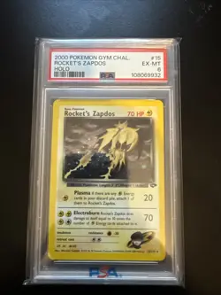 Pokemon 2000 Gym Challenge Rockets Zapdos Holo #15 Unlimited PSA EX-MT 6 - Image 1