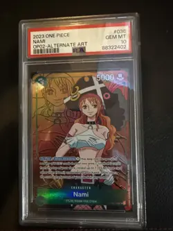 One Piece Paramount War en Nami OP02-036 SR Alternative Art PSA 10 Gem Mint - Image 1