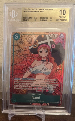 One Piece - Paramount War - OP02-036 Nami SR PAR BGS 9.5 Pristine Triple 10s! - Image 1