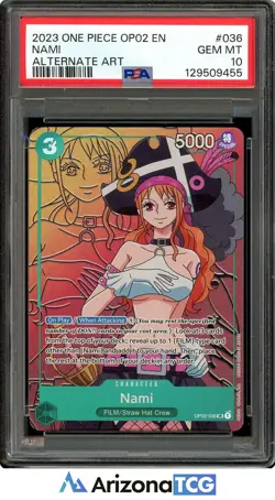 One Piece 2023 Nami OP02-036 Alternate Art SR Paramount War GEM MINT PSA 10 - Image 1