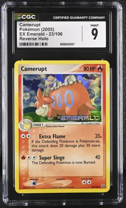 CGC 9 MINT Camerupt 2005 EX Emerald 23/106 Reverse Holo Stamped Pokemon Card - Image 1