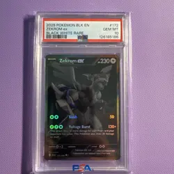 2025 Pokemon Blk En Black Bolt Zekrom EX Black White Rare #172 Gem Mint PSA 10 - Image 1