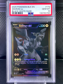 2025 Pokemon Blk En Black Bolt Zekrom EX Black White Rare #172 Gem Mint PSA 10 - Image 3