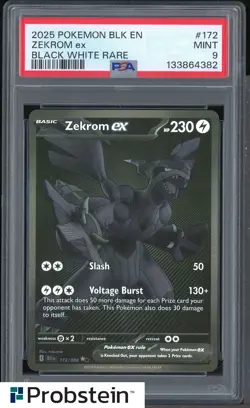 2025 POKEMON BLK EN BLACK BOLT BLACK WHITE RARE #172 ZEKROM EX PSA 10 GEM MINT - Image 1