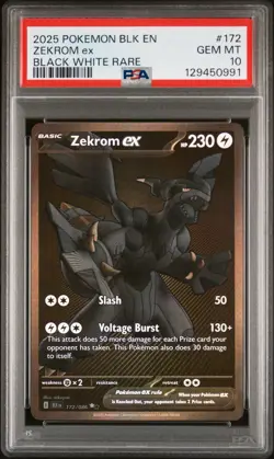 2025 POKEMON BLK EN BLACK BOLT BLACK WHITE RARE #172 ZEKROM EX PSA 10 GEM MINT - Image 1