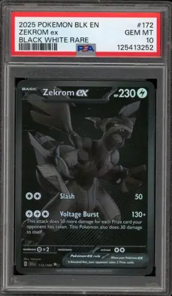 Pokemon Zekrom ex Black Bolt Black White Rare #172 PSA 10 Gem Mint - Image 1