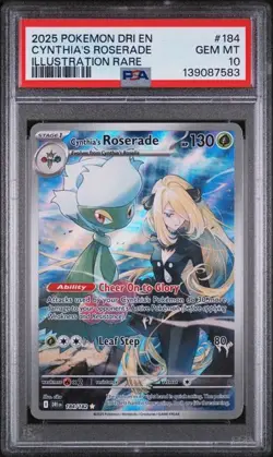 2025 Pokemon Destined Rivals Cynthia's Roserade 184/182 Illustration Rare PSA 10 - Image 1