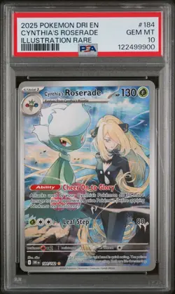 2025 Pokemon Destined Rivals Cynthia's Roserade 184/182 Illustration Rare PSA 10 - Image 1