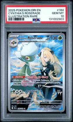 2025 Pokemon Destined Rivals Cynthia's Roserade 184/182 Illustration Rare PSA 10 - Image 1