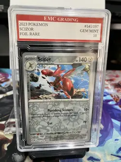 SCIZOR #141/197 RARE FOIL Pokemon 2023 Card GRADED 10 MINT TCG CCG - Image 1