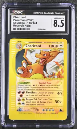 (PSA) CGC 8.5 Crystal Charizard Reverse Holo Pokemon Card Skyridge 146 Clean NM+ - Image 1