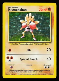 Hitmonchan 7/102 Holo Rare Base Set Pokemon Card - Image 1