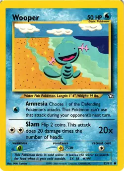 Pokemon TCG Wooper 82/111 Neo Genesis Set Unlimited Common VLP - Image 1