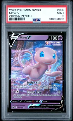 2023 POKEMON SWORD & SHIELD CROWN ZENITH #060 MEW V PSA 9 - Image 1
