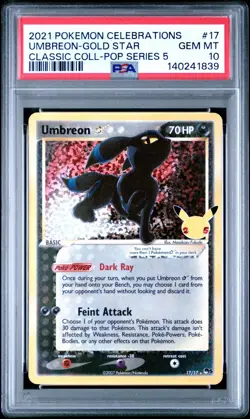 US SELLER PSA 10 Umbreon Gold Star 17/17 Celebrations Classic Collection Pokemon - Image 1