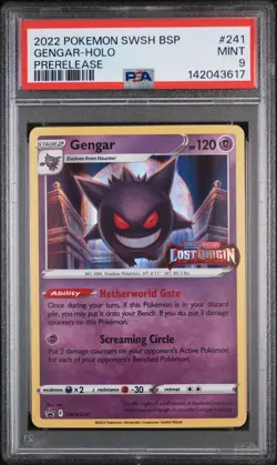 2022 POKEMON SWSH BLACK STAR PROMO PRERELEASE #241 GENGAR-HOLO PSA 9 - Image 1